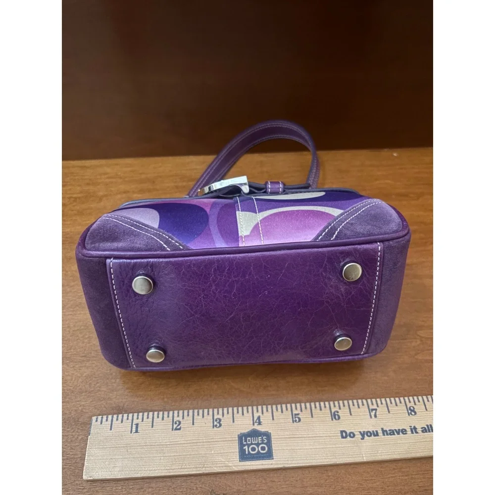 Coach 3582 Purple Op Art Kisslock Satchel Y2K Rare Buckle Bag Authentic